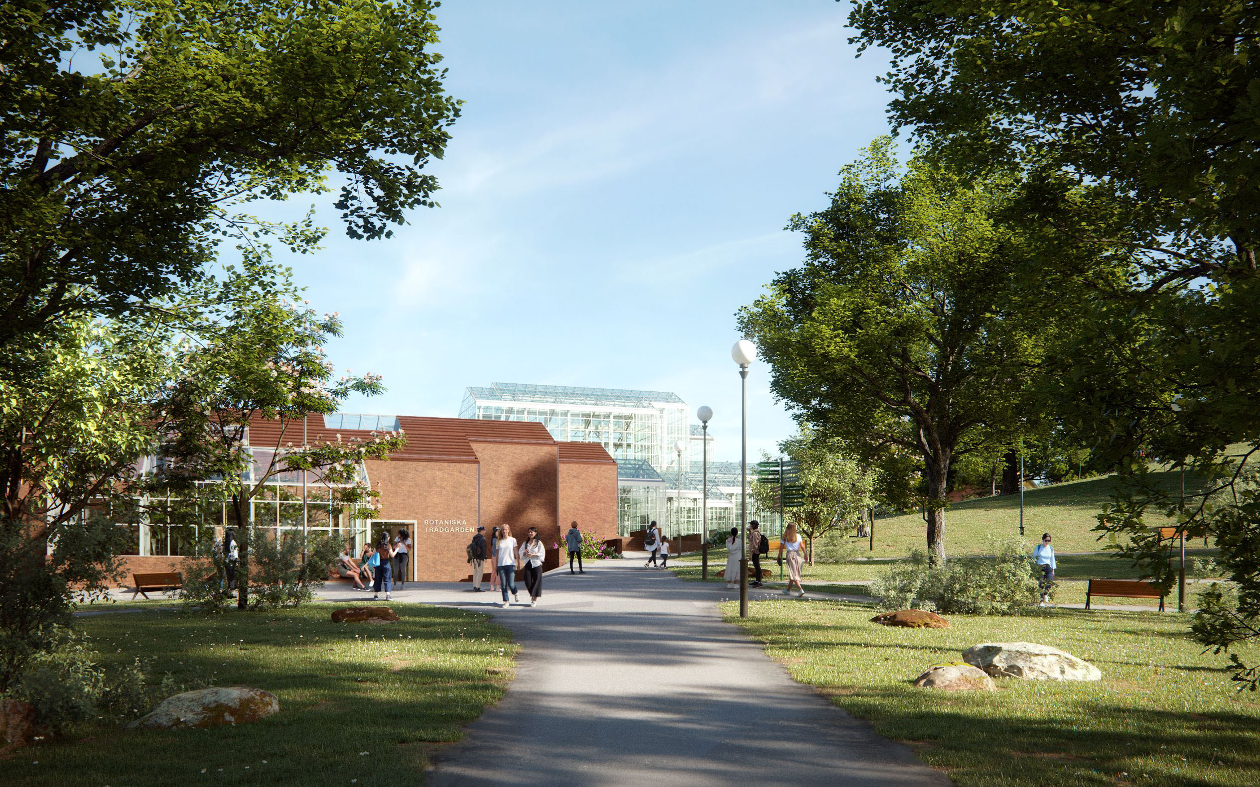 Göteborgs botaniska trädgård Nya Växthus och besökscentrum Illustration Cobe